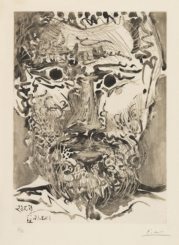 Pablo Picasso - Tête d?homme barbu. II