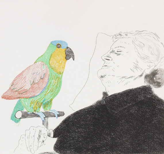 David Hockney - Félicité sleeping with parrot: illustration for "A simple heart" of Gustav Flaubert - Weitere Abbildung