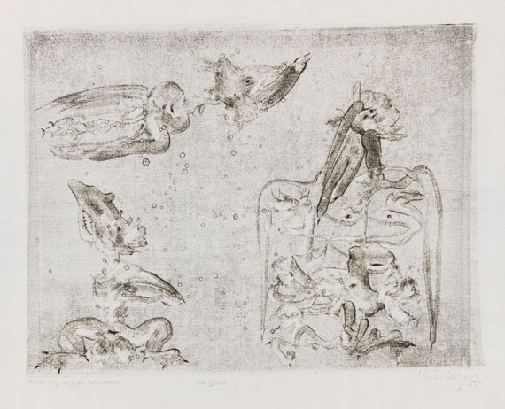 Karl Otto Götz - Konvolut (2 Bll.): Vogelpflanze. Ariel und die Vogelhexen