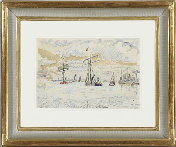 Paul Signac - Hafenansicht mit Segelbooten ("Lorient") - Rahmenbild