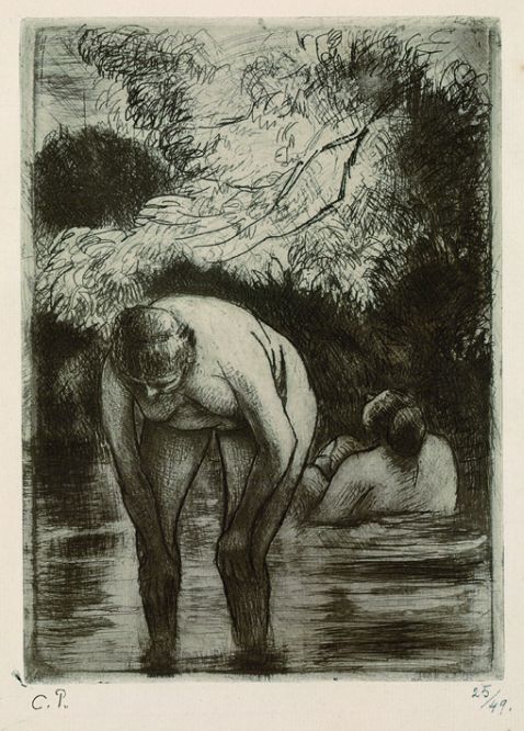 Camille Pissarro - Les deux baigneuses