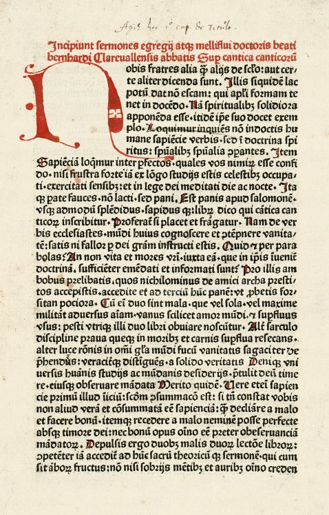 Bernardus Claravallensis - Sermones super cantica cantorum (1481).