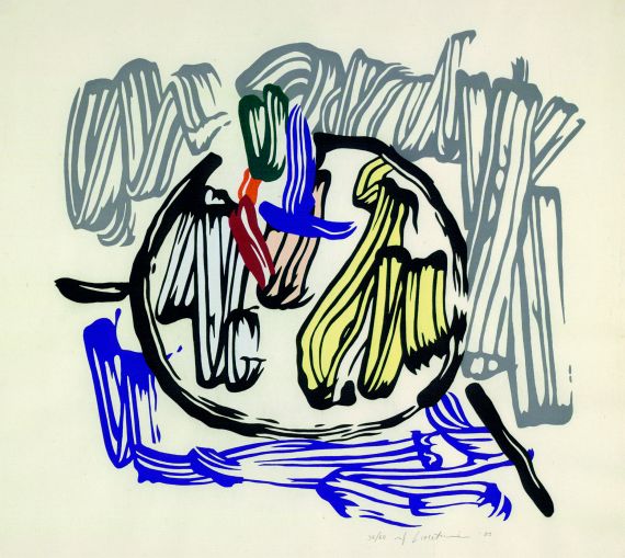 Roy Lichtenstein - Apple with Gray Background
