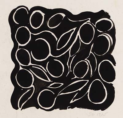 Sonia Delaunay-Terk - Feuilles et fruits fond noir