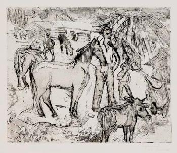 Ernst Ludwig Kirchner - Alpszene mit Pferd