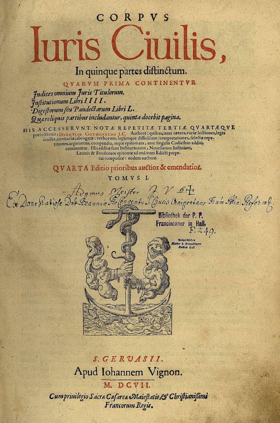 Dionysios Gothofredus - Corpus Iuris Civilis, 2 Bde.