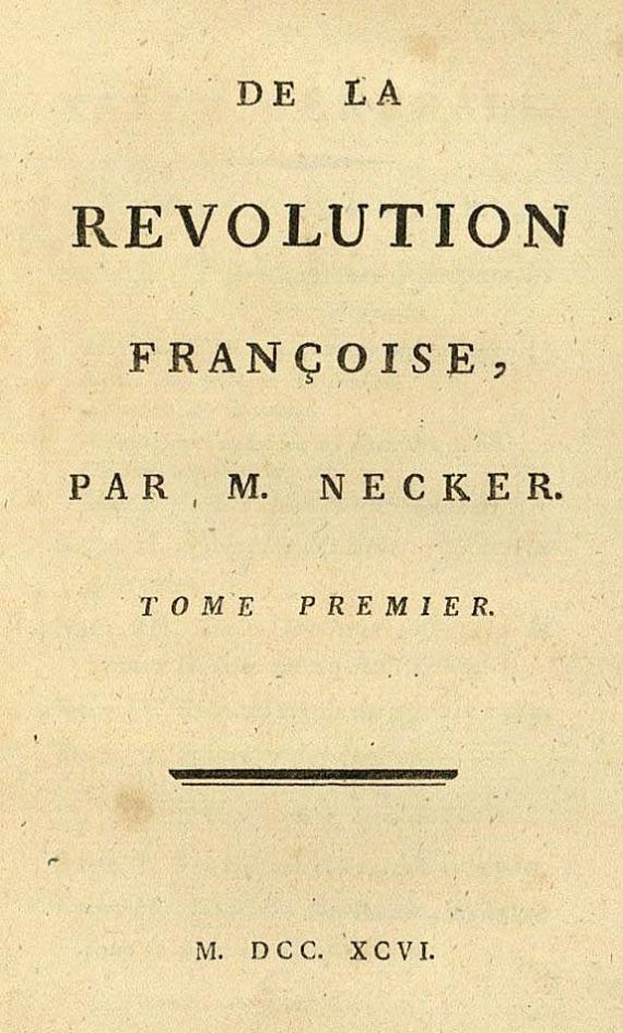 Jacques Necker - De la revolution francoise, 4 Bde.