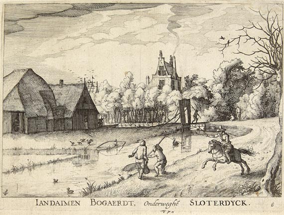 Claes Jansz. Visscher (Piscator) - Landaimen Gogaerdt, Onderweghe Sloterdyck (Ansicht des Gutes von Jan Daimen bei Sloterdyck)