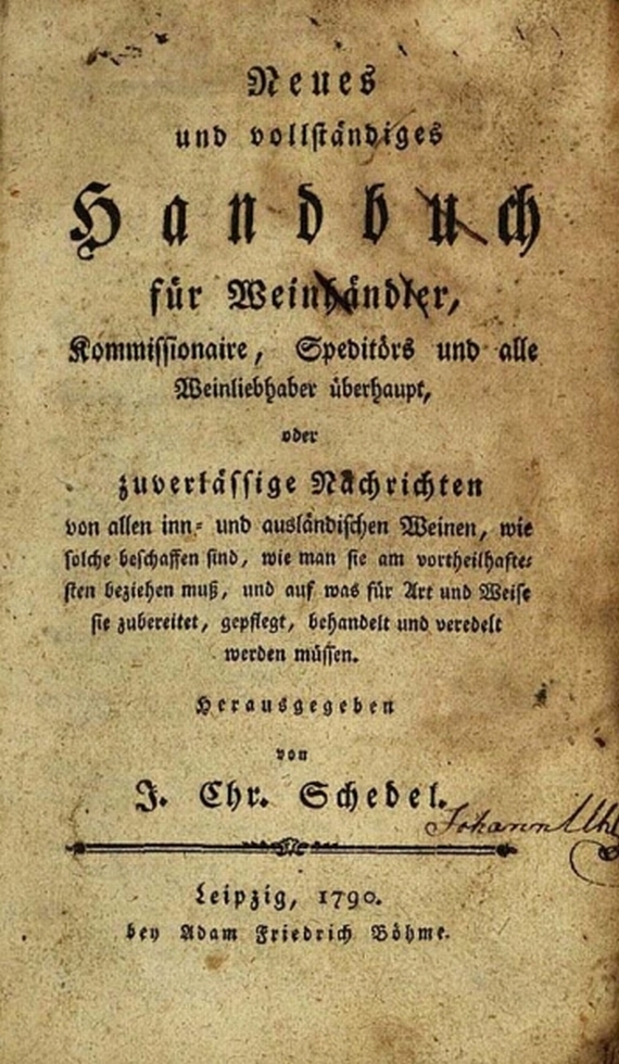 J. Chr. Schedel - Handbuch für Weinhaendler (1790) + 2 Beigaben
