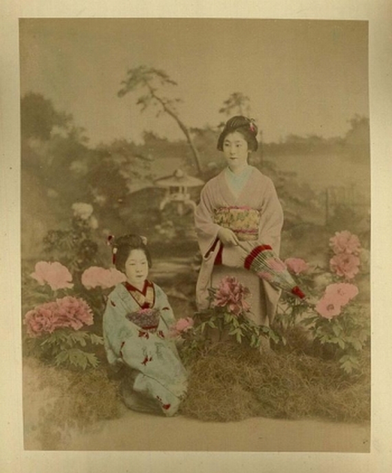 Japanische Photographie - Album 3 japanische Fotografie, Lack mit Teeszeremonie. Um 1890