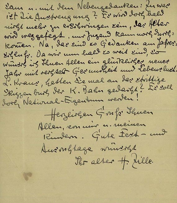 Heinrich Zille - Autograph. An Familie Kraus 22.12.1921 (26)