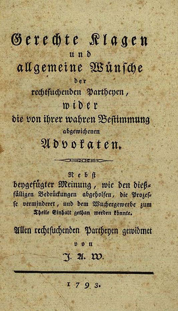 Gerechte Klagen - Gerechte Klagen und allgemeine Wünsche, 1793.