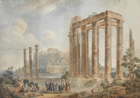 Juan Pérez Villaamil - Athen, Blick auf die Akropolis und das Olympieion