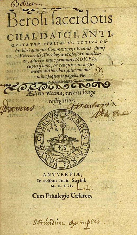 Joh. Annius - Antiquitatum Italiae. 1552.