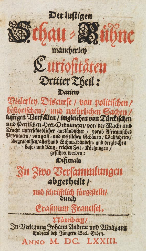 Erasmus Francisci - Schau-Bühne. 2 Bde. 1671-73