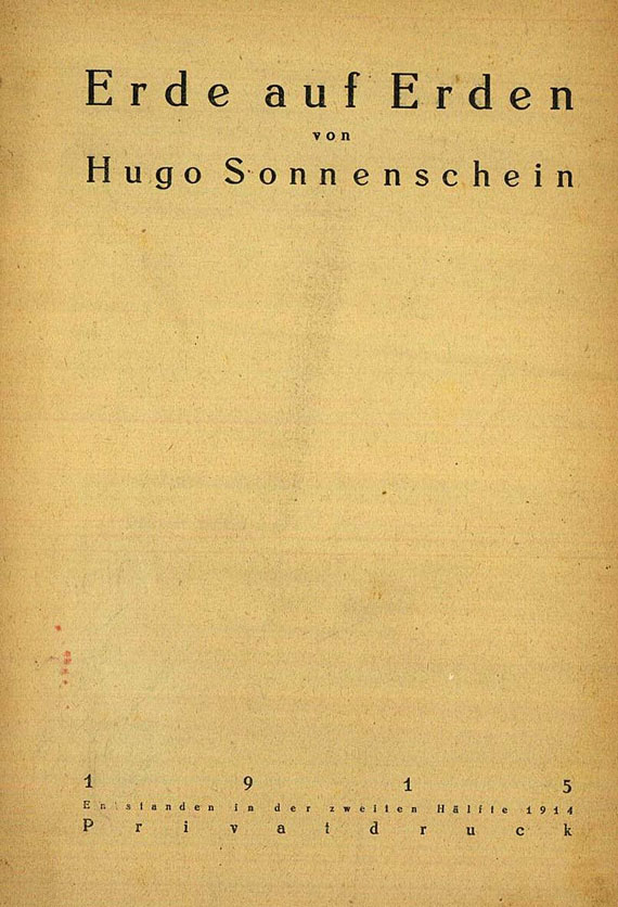 Hugo Sonnenschein - Erde auf Erden. 1915