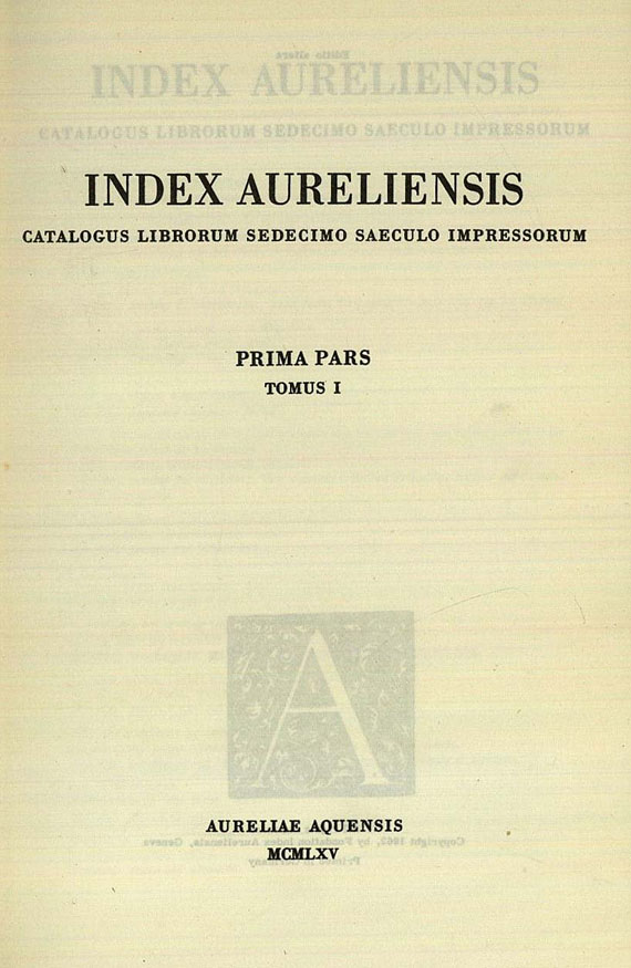 Index Aureliensis - Index Aureliensis. 6 Bnd.