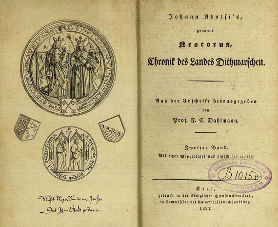  Deutschland - Dahlmann, Fr. Chr., Neocorus Dithmarschen  2 Bde. 1827
