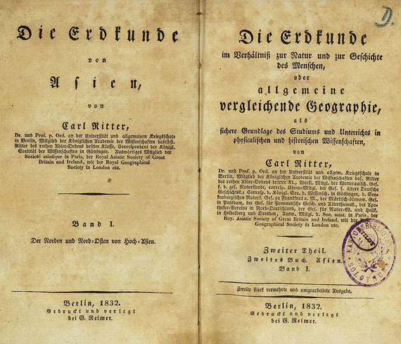Carl Ritter - Die Erdkunde von Asien, 6 Bde., 1837