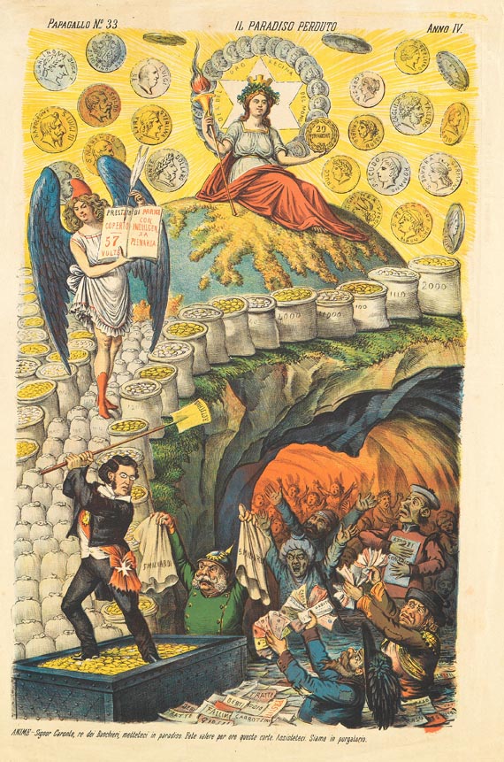  Karikaturen - Italien. 2 Bll. Paradiso Perduto und Beigabe. 1876