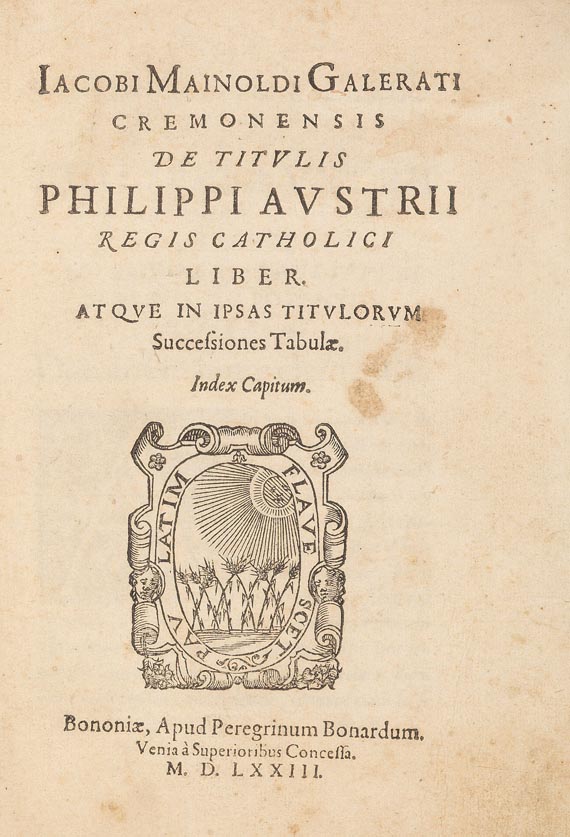  Mainoldus Galeratus - De titulis Philippi Austrii. 1573 - Weitere Abbildung