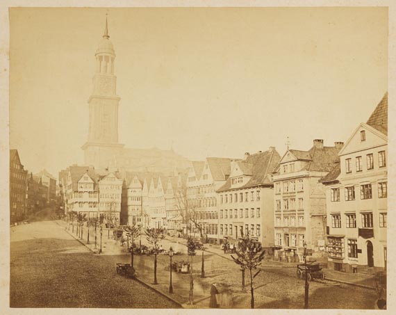  Hamburg - 2 Fotos von Höge, Binnenalster u. Schaarmarkt. 1860-62