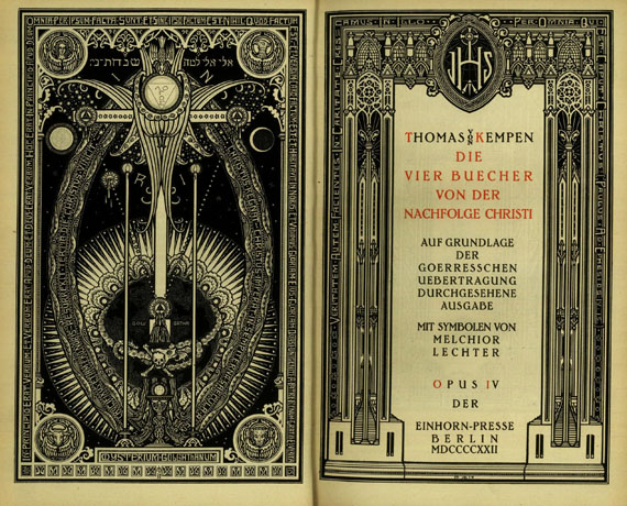 Melchior Lechter - Kempen, Die vier Bücher von der Nachfolge Christi, 1922.