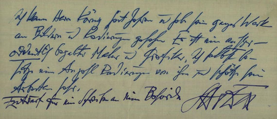 Otto Dix - 1 Autograph. 1962.