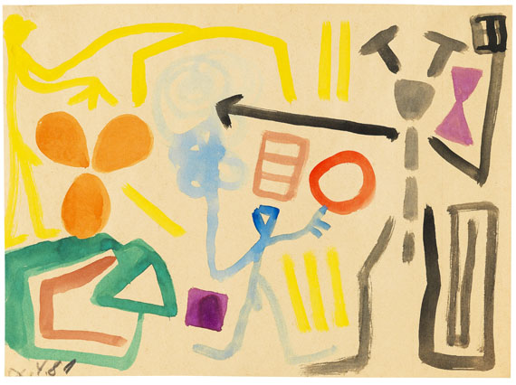 A. R. Penck (d.i. Ralf Winkler) - Komposition mit zwei Figuren
