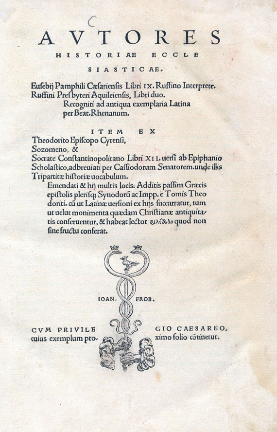  Eusebius Caesariensis - Autores historiae ecclesiasticae. 1523.