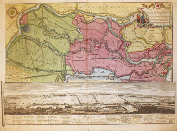  Hamburg - 1 Bl. Vier- u. Marschlande (Hochwasserkarte). 1771/72.