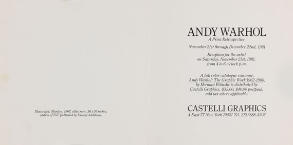 Andy Warhol - Marilyn Invitation Card