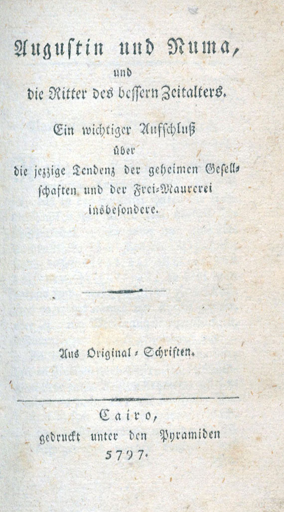 Freimaurer - Augustin und Numa. 1797.
