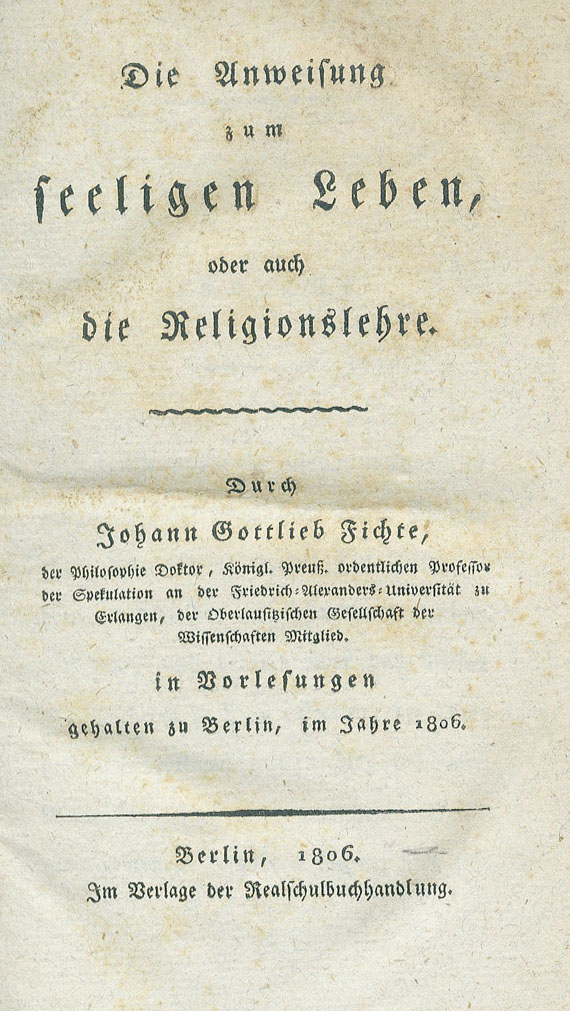 Johann Gottlieb Fichte - 9 Werke. 1794-1808.