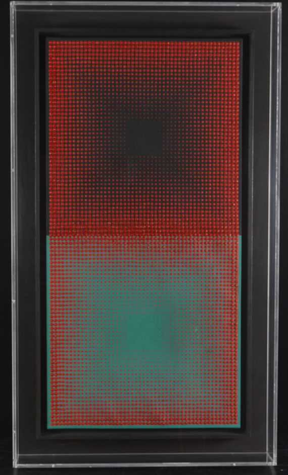 Almir da Silva Mavignier - Rote Quadrate auf Schwarz - Rahmenbild