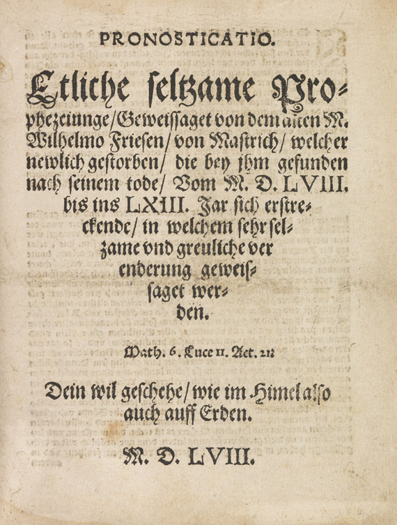 Wilhelm de Friess - Pronosticatio. 1558