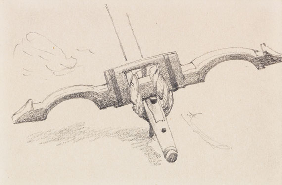 Anton von Werner - 3 Bll.: Ochsengespann. Deichsel mit Joch. Fuhrwerk (Skizzenbuchblätter) - Weitere Abbildung