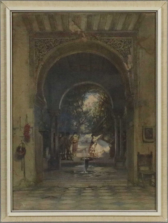 Carl Friedrich Heinrich Werner - Kastagnettentänzerin in der Alhambra in Granada - Rahmenbild
