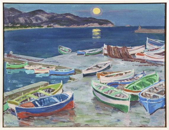 Arnold Balwé - Fischerboote am Abend (Marina di Campo, Insel Elba) - Rahmenbild