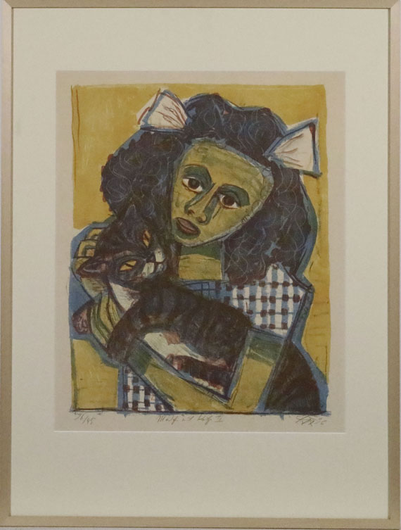 Otto Dix - Mädchen mit Katze II (Kopf Schräg) - Rahmenbild