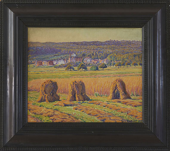 Gustave Cariot - Südfranzösische Landschaft mit Kornpuppen - Rahmenbild