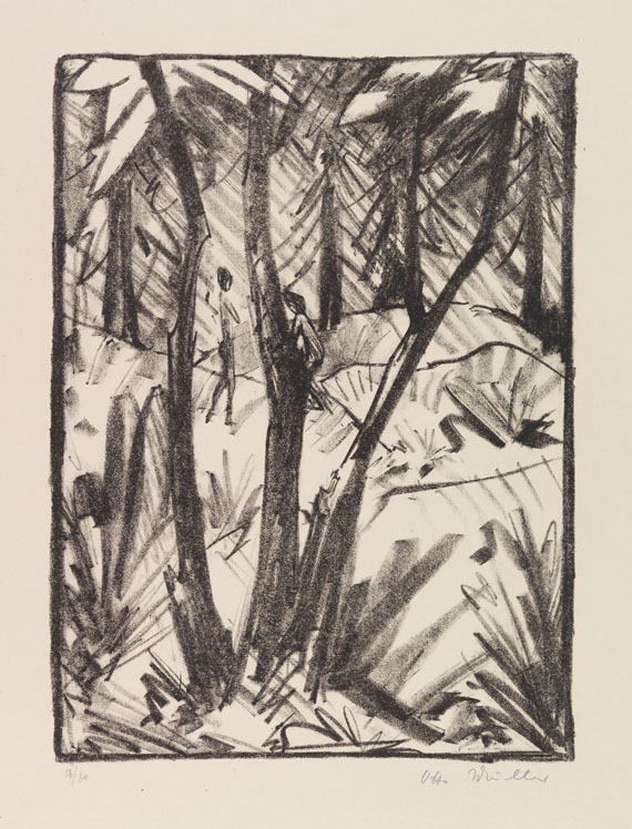 Otto Mueller - Waldlandschaft mit kleinen Figuren (2)