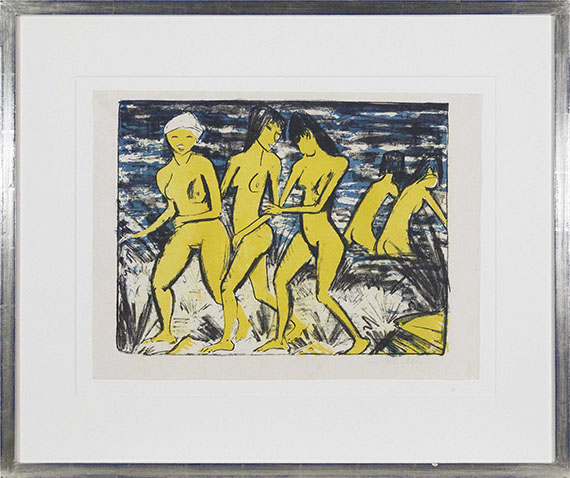 Otto Mueller - Fünf gelbe Akte am Wasser - Rahmenbild
