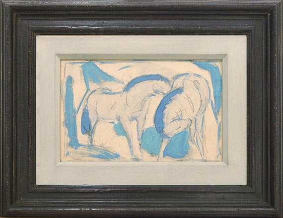 Franz Marc - Zwei Pferde, blaugrün - Rahmenbild