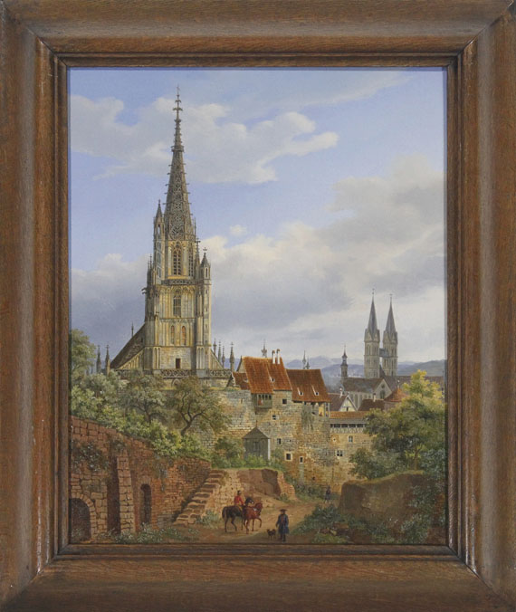 Heinrich Adam - Blick auf Esslingen am Neckar - Rahmenbild