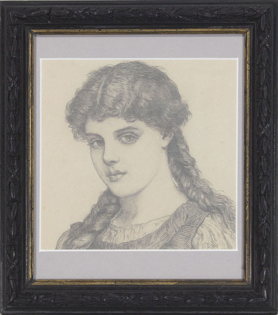 Franz von Defregger - Porträt eines Mädchens mit Zöpfen - Rahmenbild