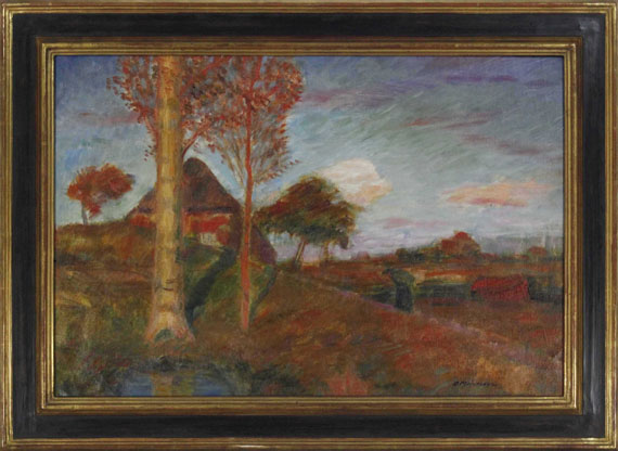 Otto Modersohn - Herbstliche Abendsonne im Moor - Rahmenbild
