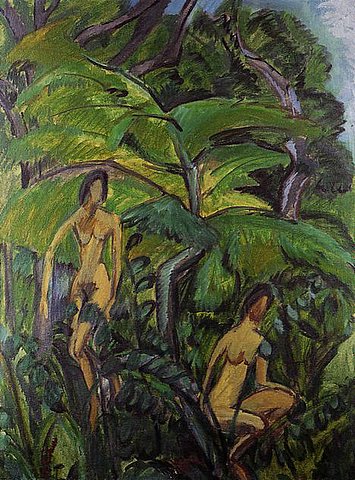 Ernst Ludwig Kirchner - 2 Badende zwischen Bäumen