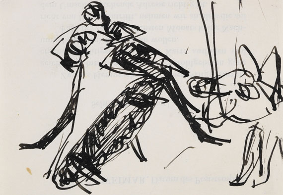 Ernst Ludwig Kirchner - Tanzpaar auf der Bühne (mit Hund)