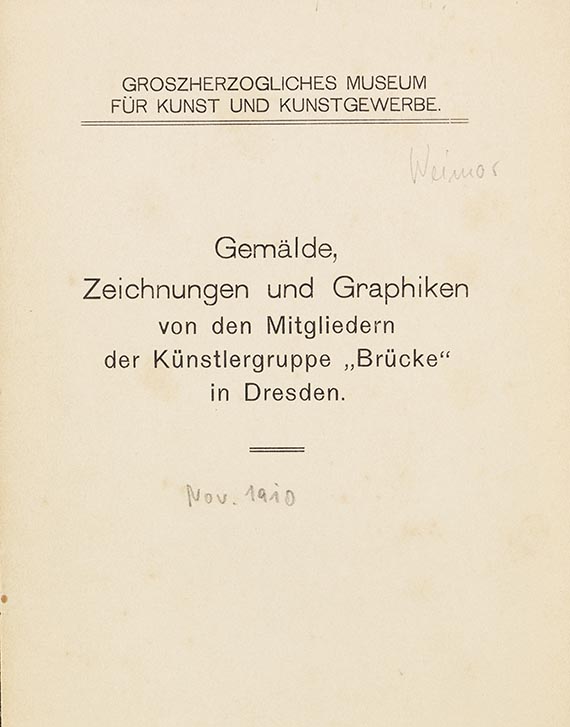 Erich Heckel - Katalog zur Ausstellung: Gemälde, Zeichnungen und Graphiken von den Mitgliedern der Künstlergruppe "Brücke" in Dresden